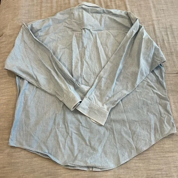 Vintage Chaps Ralph Lauren Chambray Button Down Shirt XXL Blue 100% Cotton - Picture 2 of 6